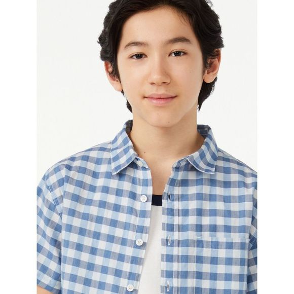 Free Assembly Boys Madras Button Down Shirt L - Picture 2 of 5